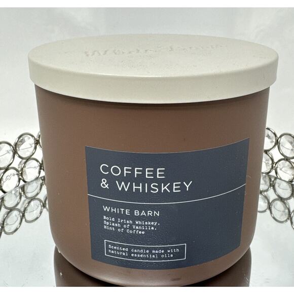 White Barn Bath & Body Works COFFEE & WHISKEY Scented 3-Wick Candle 14.5oz - Picture 2 of 5